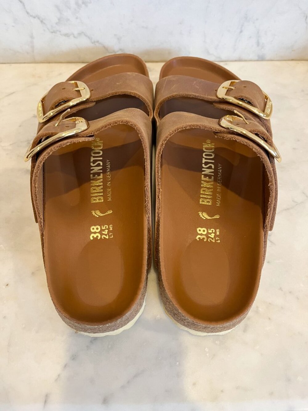 Birkenstock Arizona Big Buckle Sandals, Antique Cognac Leather, EU 38 - Picture 3 of 11